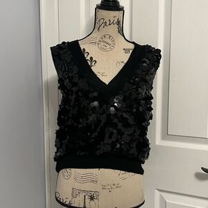 Mango Black Sequin Crop Top